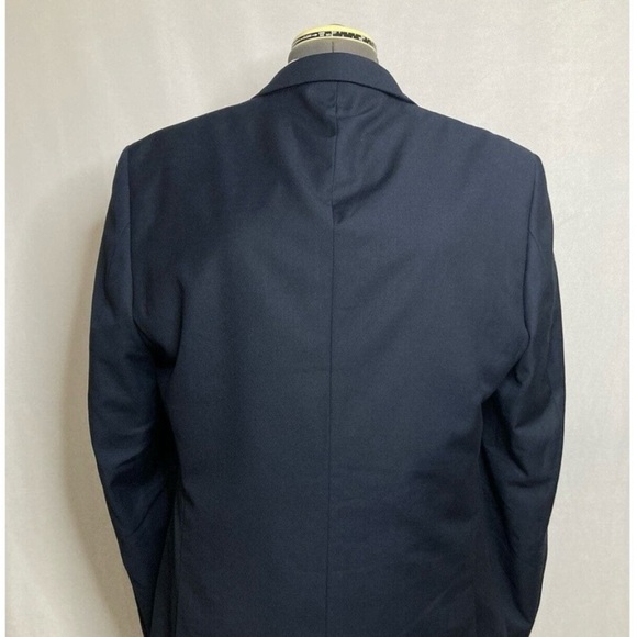 Mens Sport Coat Blazer Suit Jacket 42R 46" Navy Blue 2 Button Angelo Rossi Mint - Picture 2 of 6
